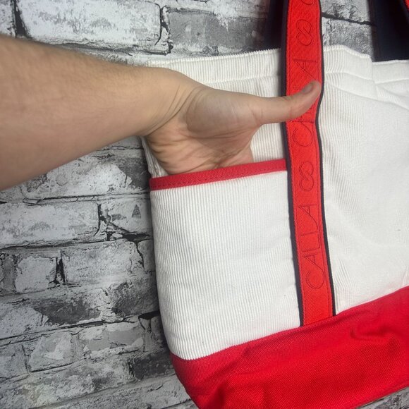 NWT CALIA Women's Anniversary Cord Tote Bag Cloud Cover Red White ONE SIZE - Picture 7 of 16